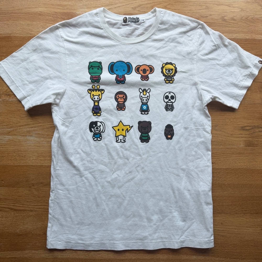A Bathing Ape BAPE Baby Milo Friends Vintage T-Shirt White Mens Medium Tee